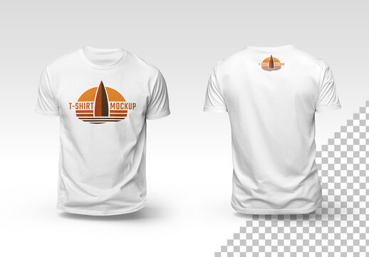Two Isolated White T-shirts Mockup With Shadows