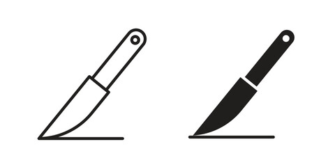 Scalpel path icon set in flat and line style vectors