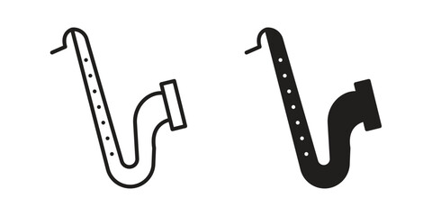 Saxophone icon set in flat and line style vectors