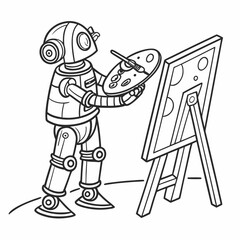 Vector art of robot artist