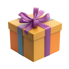 Fototapeta premium Colorful Gift Box With Ribbon on a Bright Background, on the transparent background. Transparent PNG