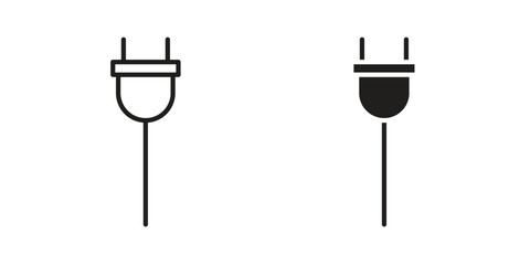 Plug icon set in flat and line style vectors