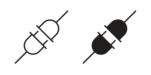 Plug connection icon set in flat and line style vectors