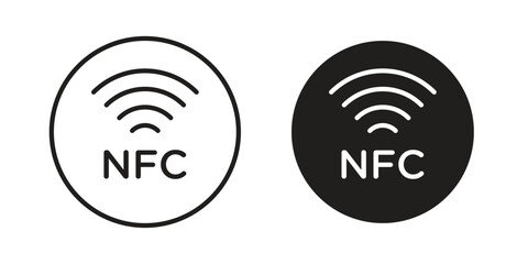 NFC icon set in flat and line style vectors