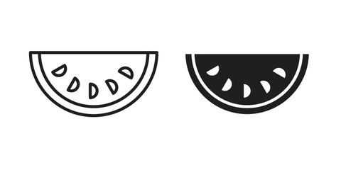 Melon icon set in flat and line style vectors