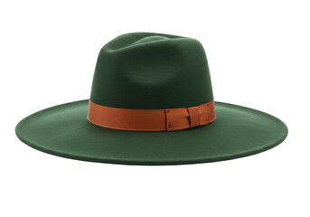 Isolated stylish fedora hat with a wide brim and brown ribbon for a sophisticated look