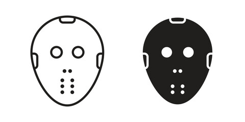 Hockey mask icon set in flat and line style vectors
