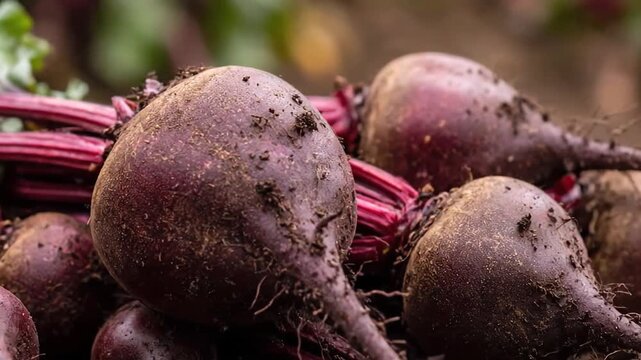 Freshly Harvested Beetroots A CloseUp View of Earthy Vegetables.