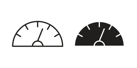 Gauge icon set in flat and line style vectors