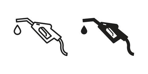 Fuel icon set in flat and line style vectors