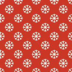 A minimalist Christmas pattern with simple snowflakes on a red background