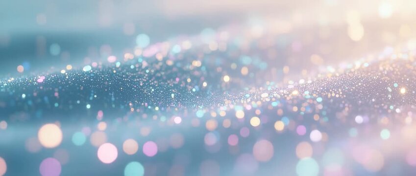 Bright Christmas lights with pink and blue bokeh circles create a shiny, abstract holiday design background