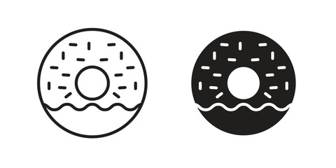 Donut icon set in flat and line style vectors