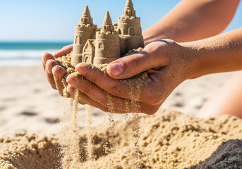 Collapsing Sandcastle in Hands