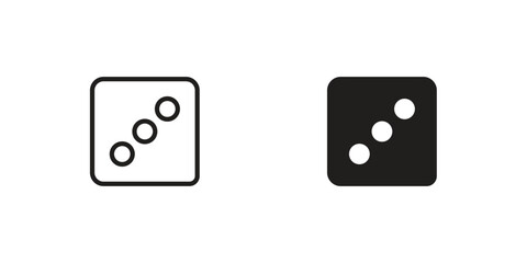 Dice three icon set in flat and line style vectors