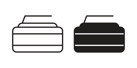Curling stone icon set in flat and line style vectors