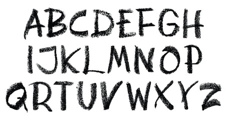 Hand Drawn chalk alphabet font with grunge texture.