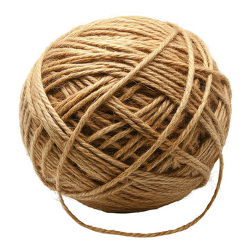 Rustic jute twine ball, natural brown cord spool texture, packaging and crafting string supply png asset isolated PNG with Transparent Background