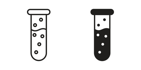 Chemical Tube icon set in flat and line style vectors