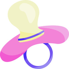 Pink and Yellow Baby Pacifier With Blue Ring on Transparent Background a Soothing Item for Infants