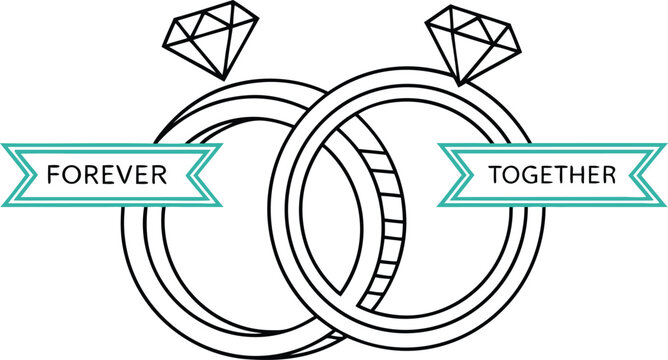 Elegant wedding rings intertwined, symbolizing forever love and commitment, ready for invitations, cards, or a unique personalized romantic gift design