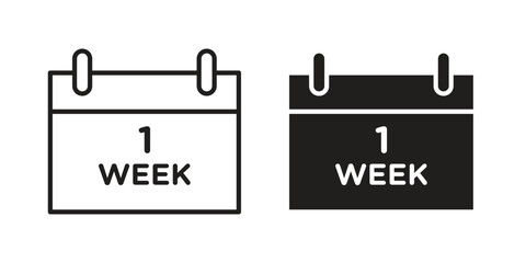 Calendar week icon set in flat and line style vectors