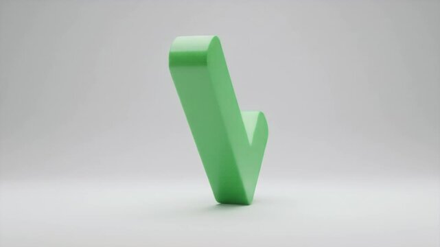 Green 3d Check Mark Icon on White Background