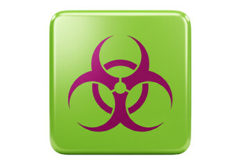 Green square biohazard sign isolated PNG, biological hazard warning symbol for science and health safety on transparent background