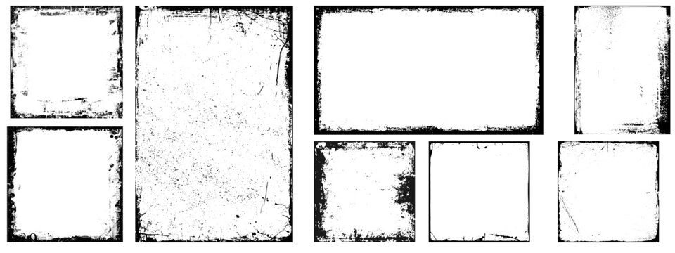 Dark Retro Messy Square Frame – Grunge Vintage Border Texture for Graphic Design and Photo Layouts