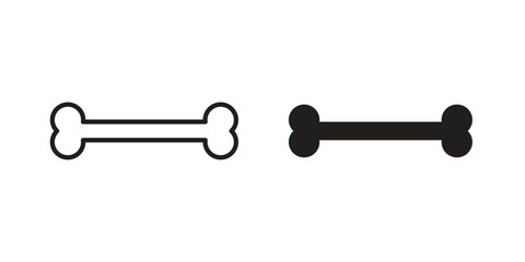 Bone icon set in flat and line style vectors