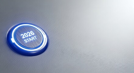 power button on a blue background happy new year 2026