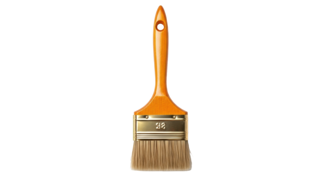 Isolated paint brush with wooden handle, new decorating tool for interior renovations
