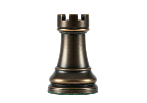 Isolated Dark Wooden Chess Rook Game Piece, Strategy Concept, Board Game, Sport Hobby