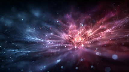 Ethereal cosmic nebula with glowing particles and wispy tendrils