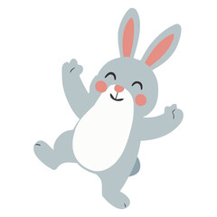 cute happy rabbit cheerful animal pet flat color vector illustration template design