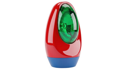 Isolated hazard warning light signal with green lens for safety and emergencies or accidents