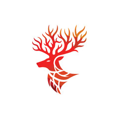 Abstract Unique Deer Head Logo Illustration