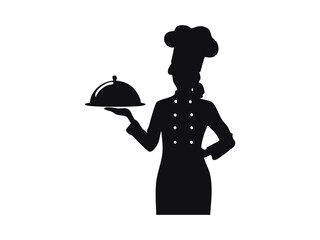 Silhouette of chef with tall hat