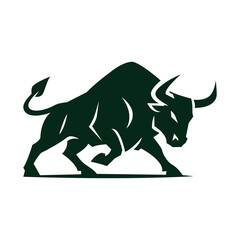 Silhouette Anger Bull Logo Design Vector Illustration