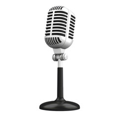 Classic Microphone Stands Ready for Performance in Studio, on the transparent background. Transparent PNG