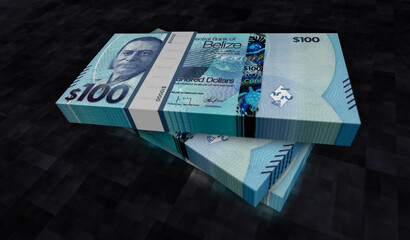Belize dollar money banknotes pack 3d illustration