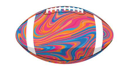 Abstract Swirl Pattern American Football Ball Isolated on White Background