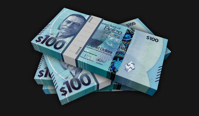 Belize dollar money banknotes pack 3d illustration