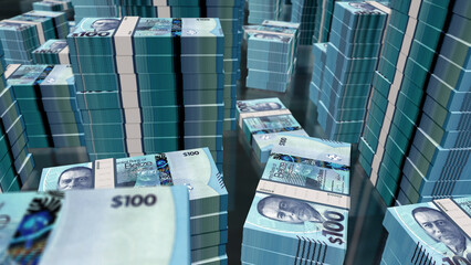 Belize dollar money banknotes pack 3d illustration