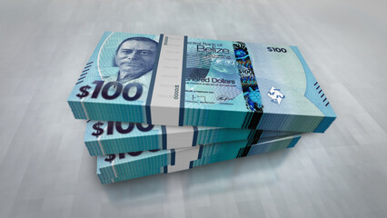 Belize dollar money banknotes pack 3d illustration