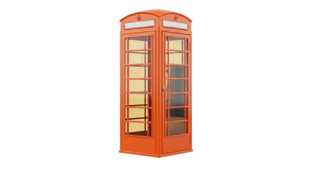Isolated old-fashioned vintage British red telephone booth or public call box on neutral backdrop
