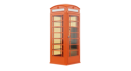 Isolated old-fashioned vintage British red telephone booth or public call box on neutral backdrop