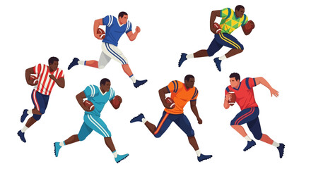 American Football Players Competing in a Sports Match on White Background
