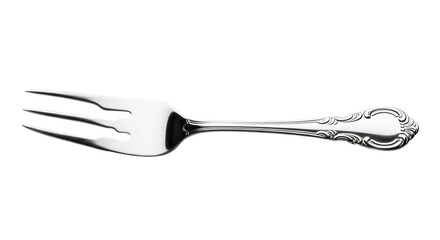 Isolated fish fork with ornate handle for elegant dining, serving food, silverware