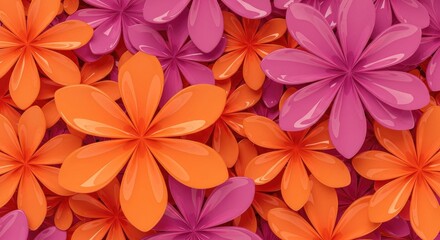 digital wallpaper in a variety of orange, pink, and purple colors with glossy, comma-like abstract shapes.
